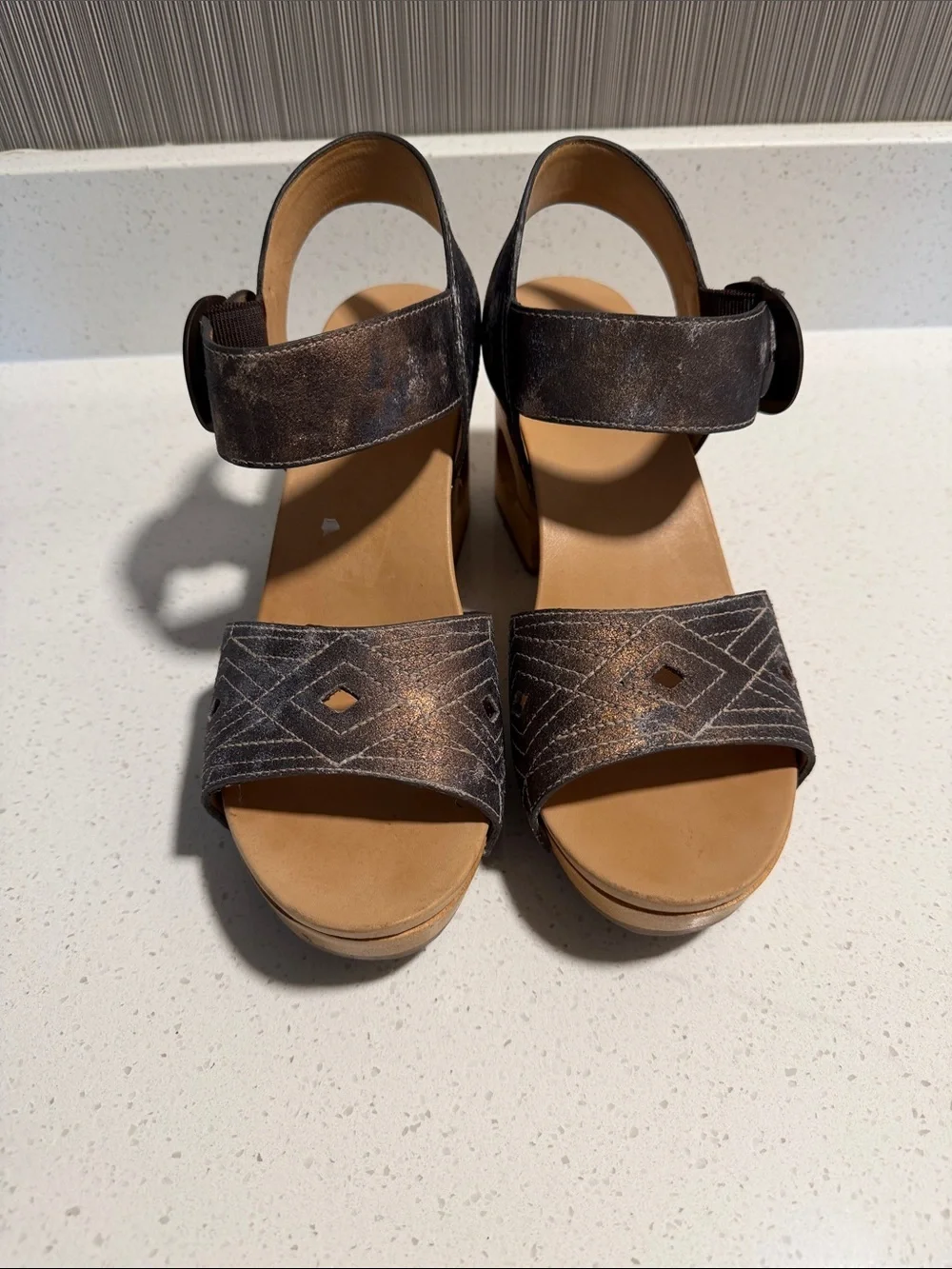 Dansko Metallic Bronze Wedge Sandals